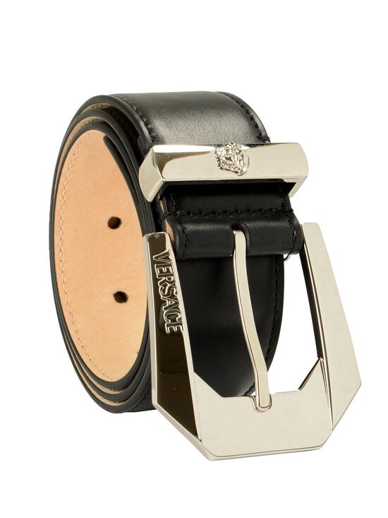 Versace Black 100% Leather Silver Medusa Decorated Belt US 28 IT 70 main image 4